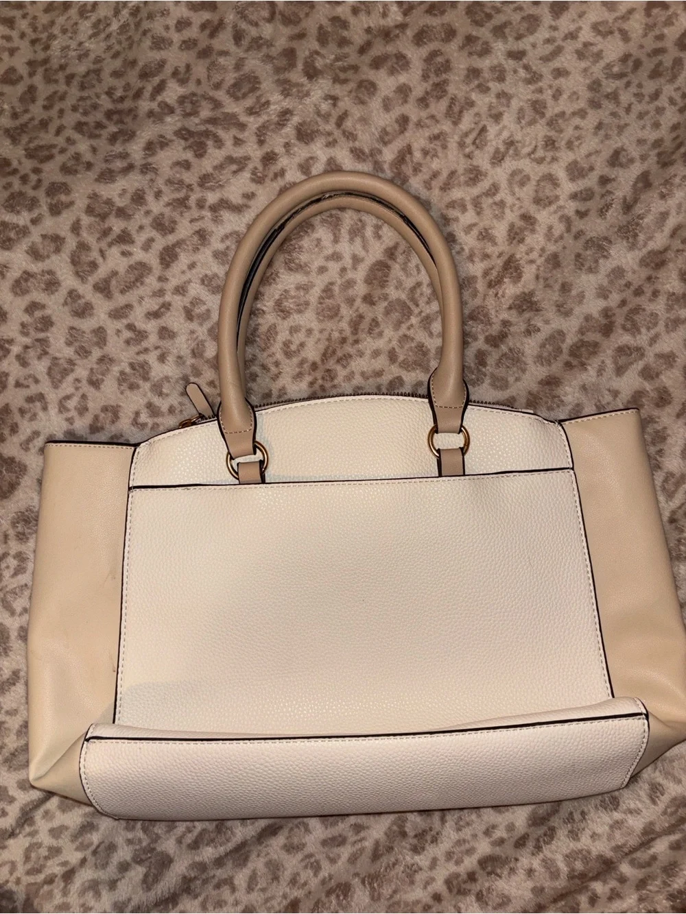 Nanette Lepore Cream & Beige Two-Tone Satchel
